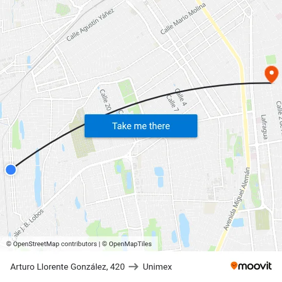 Arturo Llorente González, 420 to Unimex map