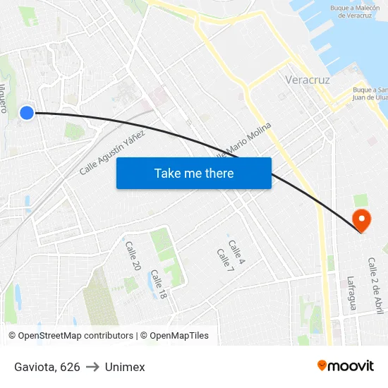 Gaviota, 626 to Unimex map