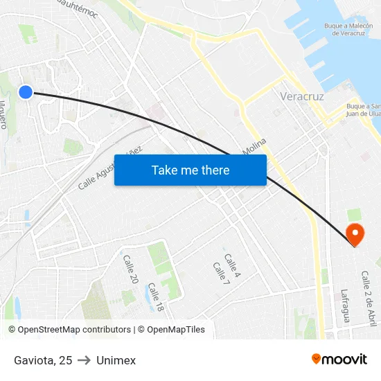 Gaviota, 25 to Unimex map