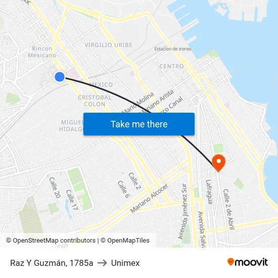 Raz Y Guzmán, 1785a to Unimex map