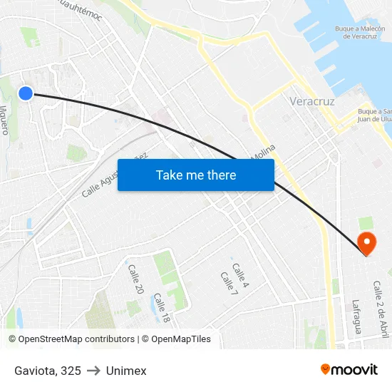 Gaviota, 325 to Unimex map