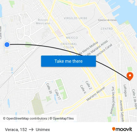 Veraca, 152 to Unimex map