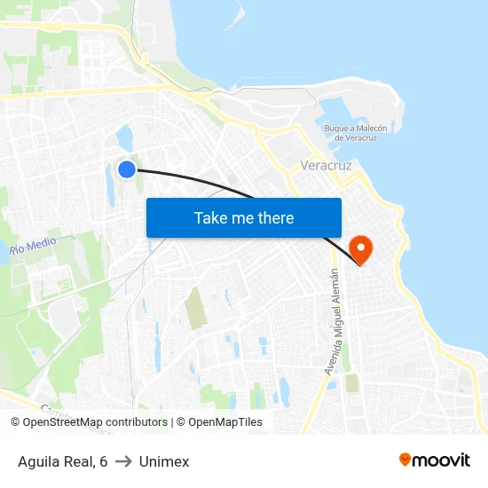 Aguila Real, 6 to Unimex map