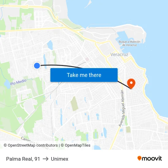 Palma Real, 91 to Unimex map