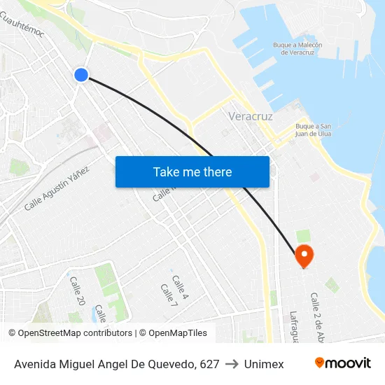 Avenida Miguel Angel De Quevedo, 627 to Unimex map
