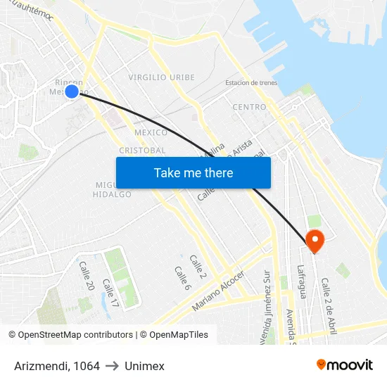 Arizmendi, 1064 to Unimex map