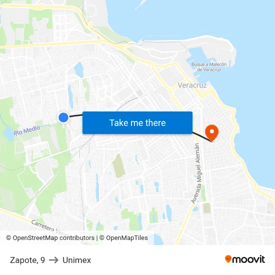 Zapote, 9 to Unimex map