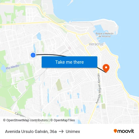 Avenida Ursulo Galván, 36a to Unimex map