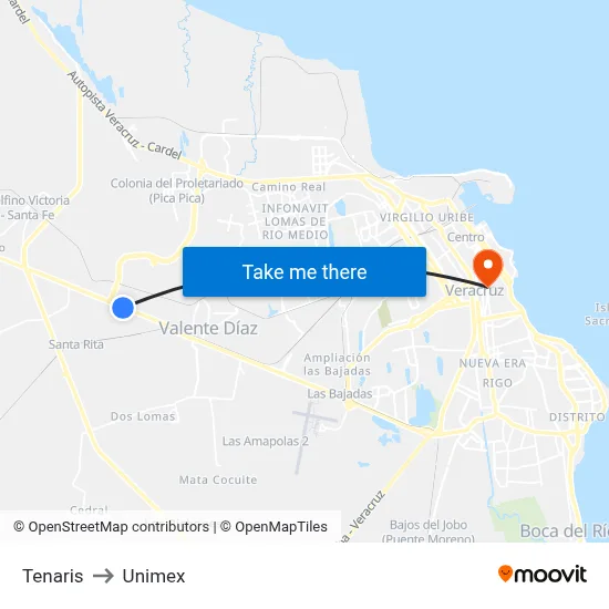 Tenaris to Unimex map