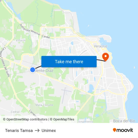 Tenaris Tamsa to Unimex map