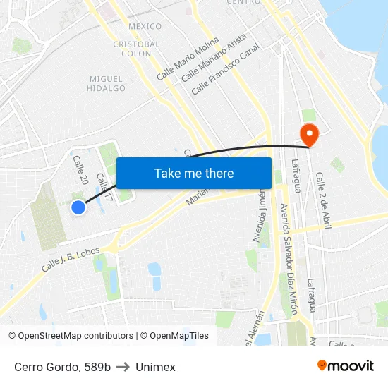 Cerro Gordo, 589b to Unimex map