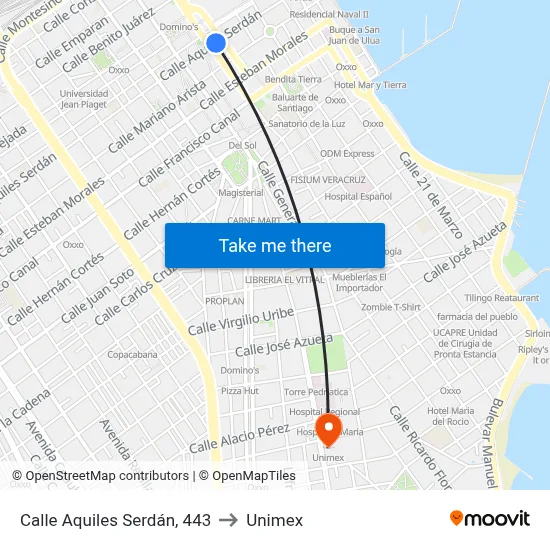 Calle Aquiles Serdán, 443 to Unimex map