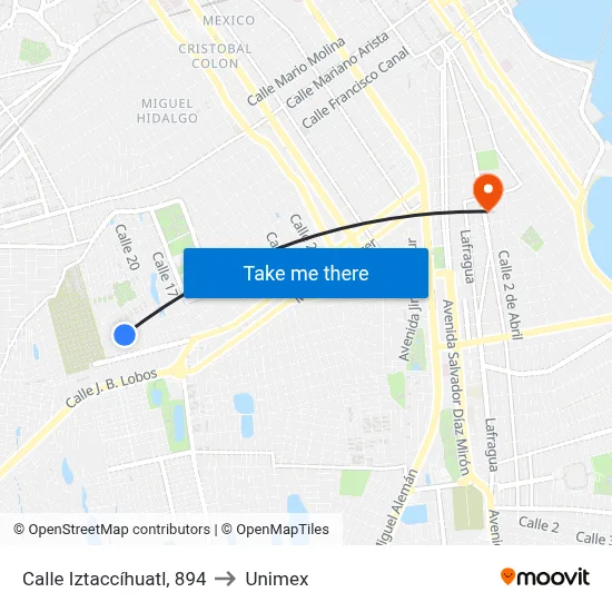 Calle Iztaccíhuatl, 894 to Unimex map