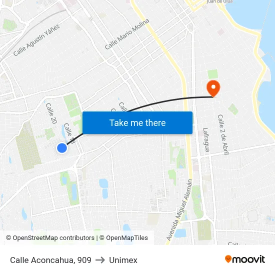 Calle Aconcahua, 909 to Unimex map