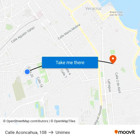 Calle Aconcahua, 108 to Unimex map