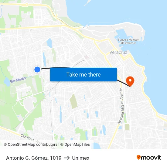 Antonio G. Gómez, 1019 to Unimex map