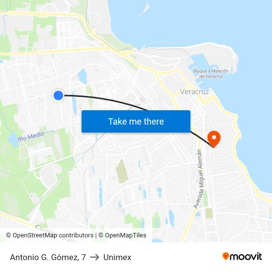 Antonio G. Gómez, 7 to Unimex map