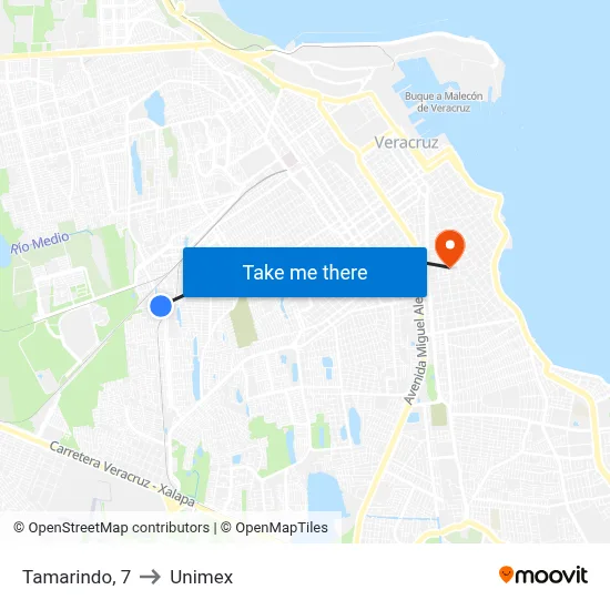 Tamarindo, 7 to Unimex map