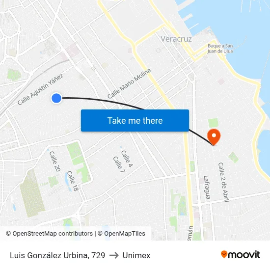 Luis González Urbina, 729 to Unimex map