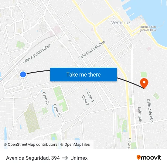 Avenida Seguridad, 394 to Unimex map