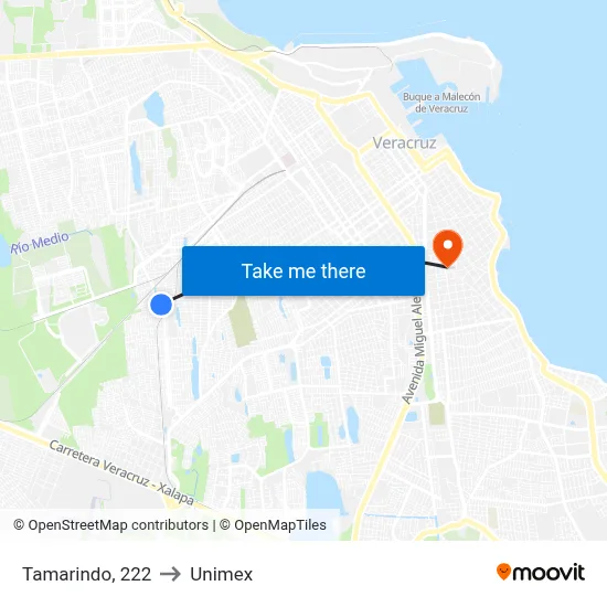 Tamarindo, 222 to Unimex map