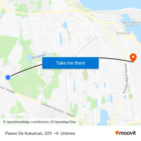 Paseo De Kukulcan, 329 to Unimex map