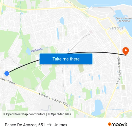Paseo De Acozac, 651 to Unimex map
