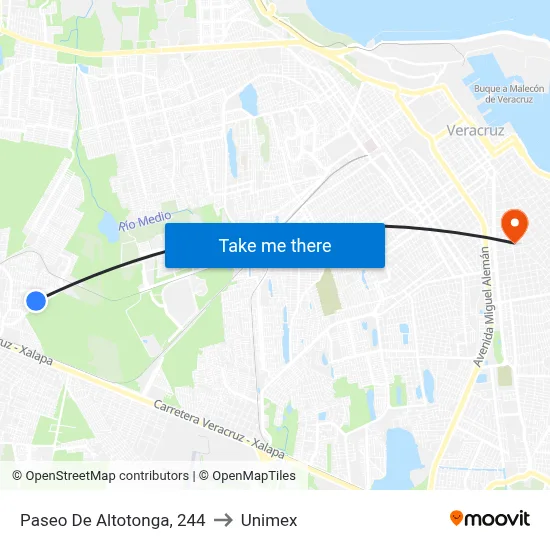 Paseo De Altotonga, 244 to Unimex map