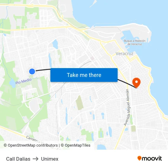 Call Dalias to Unimex map