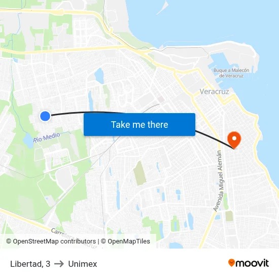 Libertad, 3 to Unimex map