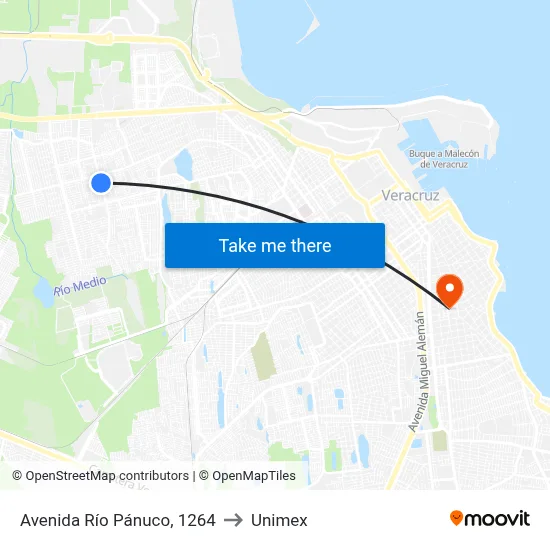 Avenida Río Pánuco, 1264 to Unimex map