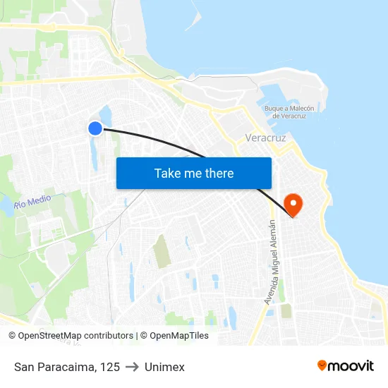 San Paracaima, 125 to Unimex map