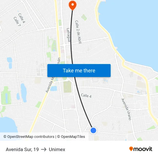 Avenida Sur, 19 to Unimex map
