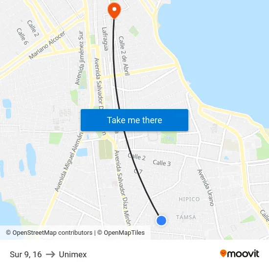 Sur 9, 16 to Unimex map