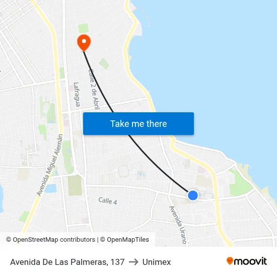 Avenida De Las Palmeras, 137 to Unimex map
