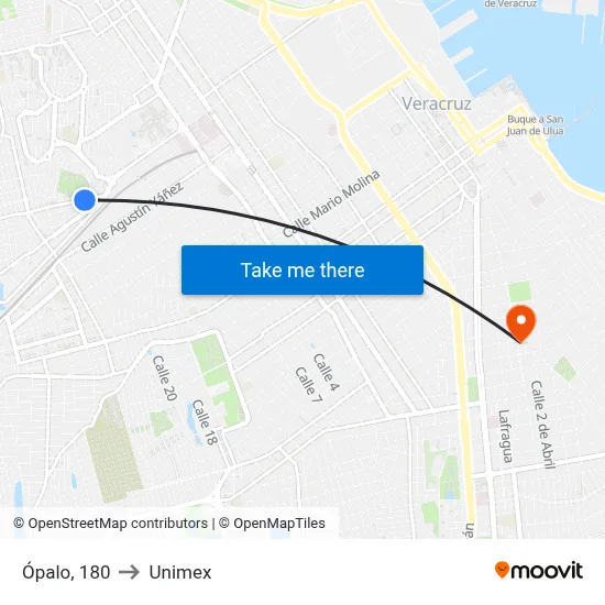 Ópalo, 180 to Unimex map