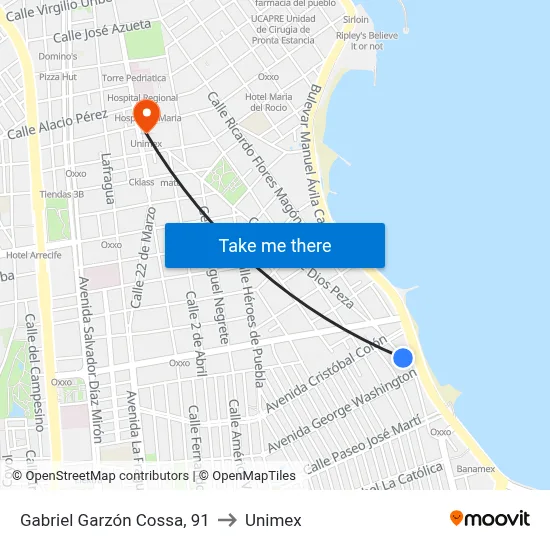 Gabriel Garzón Cossa, 91 to Unimex map