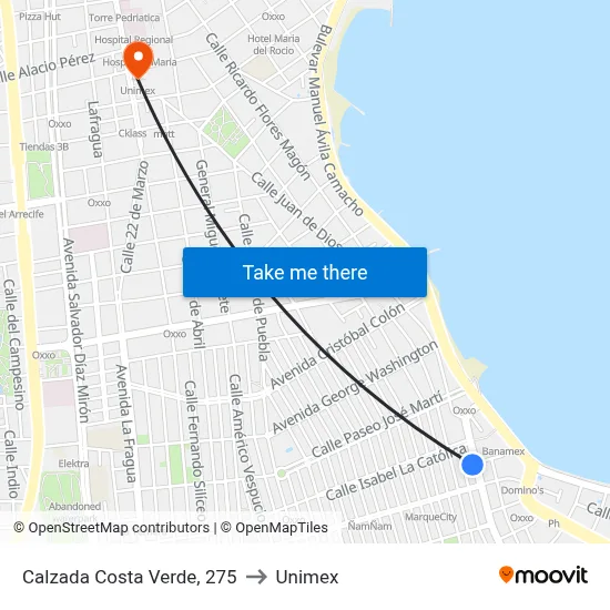 Calzada Costa Verde, 275 to Unimex map