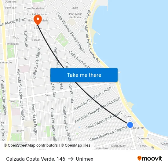 Calzada Costa Verde, 146 to Unimex map