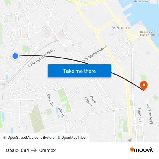Ópalo, 684 to Unimex map