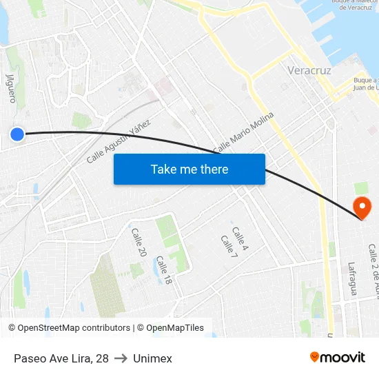 Paseo Ave Lira, 28 to Unimex map