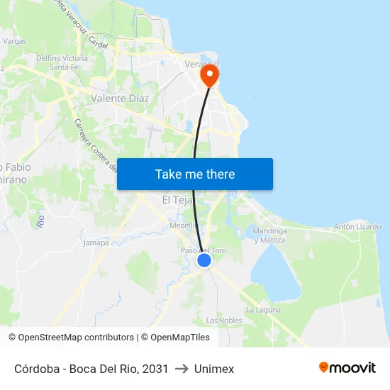 Córdoba - Boca Del Rio, 2031 to Unimex map