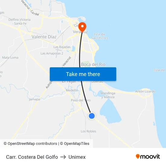 Carr. Costera Del Golfo to Unimex map