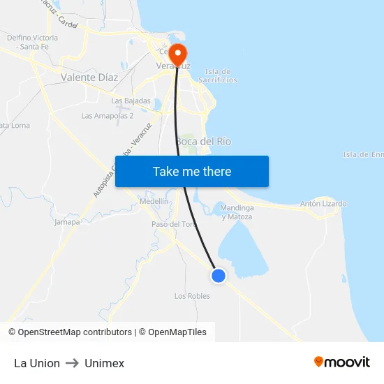 La Union to Unimex map