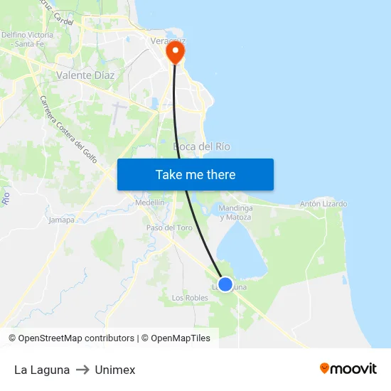La Laguna to Unimex map