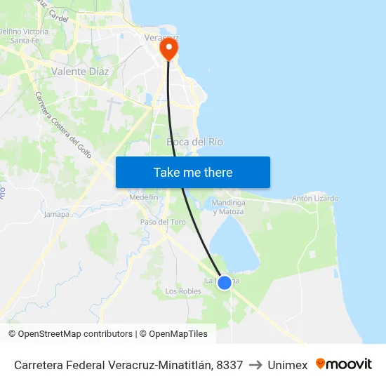 Carretera Federal Veracruz-Minatitlán, 8337 to Unimex map