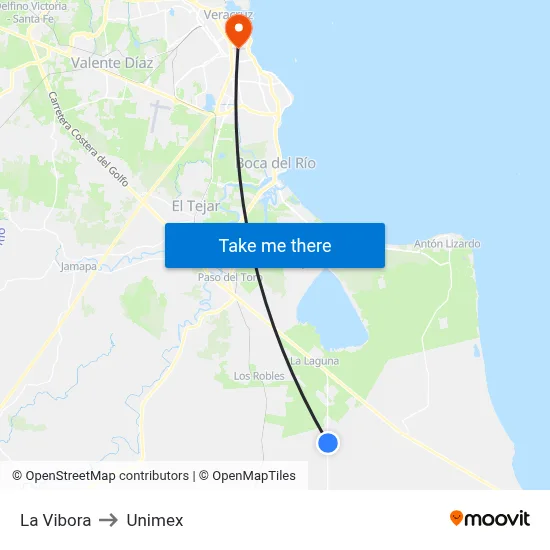 La Vibora to Unimex map