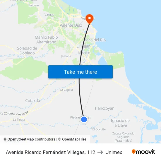Avenida Ricardo Fernández Villegas, 112 to Unimex map
