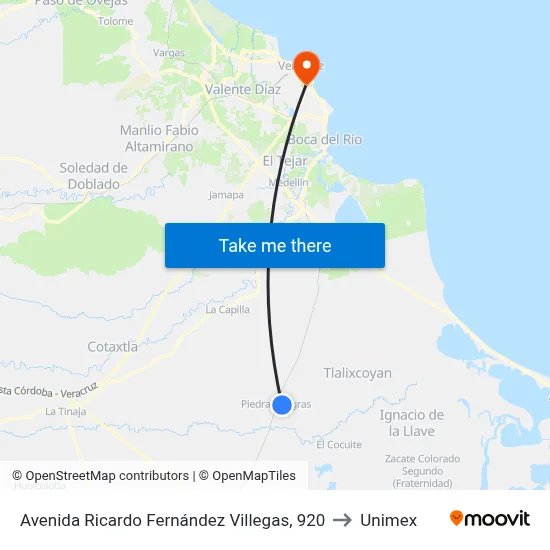 Avenida Ricardo Fernández Villegas, 920 to Unimex map