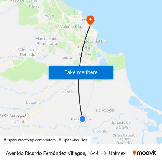 Avenida Ricardo Fernández Villegas, 1644 to Unimex map